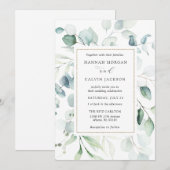 ユーカリ金ゴールドフレーム結婚式招待状 招待状 (正面/裏面)