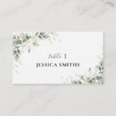 ユーカリ金ゴールドフローラグリーンリーフラット座席表 プレイスカード (正面)