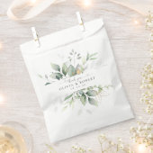 ユーカリ金ゴールドフローラグリーンリー結婚式の引き出物バッグ フェイバーバッグ (クリップ留めされた状態)