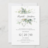 ユーカリ金ゴールドフローラグリーンリー結婚式招待状 招待状 (正面)