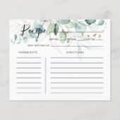 ユーカリ金ゴールドフローラブライダルシャワーレシピカード (正面)