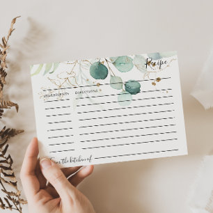 ユーカリ金ゴールドフローラブライダルシャワーレシピカード