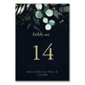 ユーカリ金ゴールドフローラ書道ブルー結婚ズ テーブルナンバー (正面)