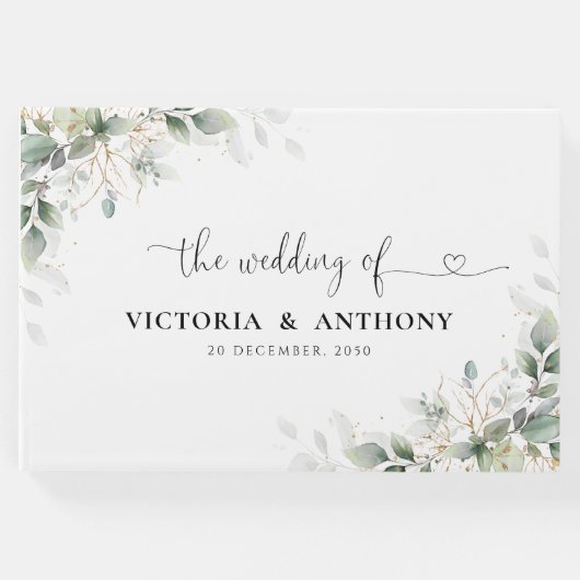 ユーカリ金ゴールドフローラ結婚グリーナリーズゲストブック ゲストブック (正面)