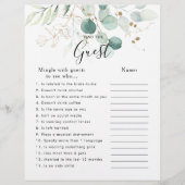 ユーカリ金ゴールドブライダルシャワーを見つけるゲストゲーム (正面)