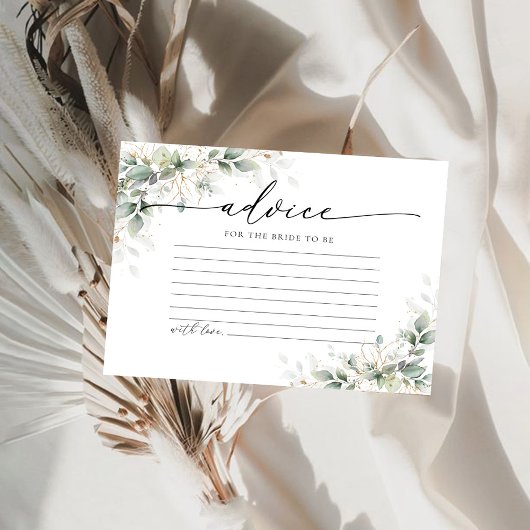 ユーカリ金ゴールドブライダルシャワーアドバイスカード
