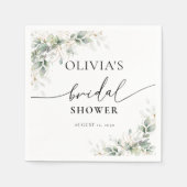 ユーカリ金ゴールドブライダルシャワーナプキン スタンダードカクテルナプキン (正面)