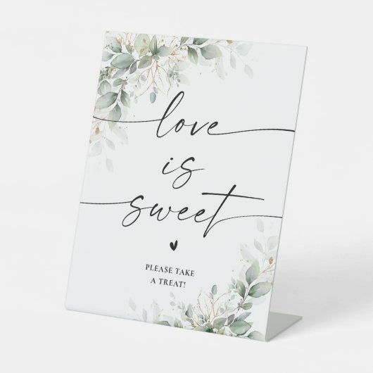 ユーカリ金ゴールドブライダルシャワーラブイズスイートサイン 台座サイン (正面)