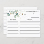 ユーカリ金ゴールドブライダルシャワーレシピカード (正面/裏面)