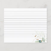 ユーカリ金ゴールドブライダルシャワーレシピカード (裏面)