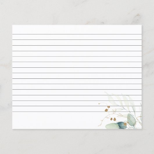 ユーカリ金ゴールドブライダルシャワーレシピカード (裏面)