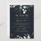 ユーカリ金ゴールドブルー我々はまだ誓いの更新をする 招待状 (正面)