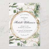 ユーカリ金ゴールドボホサークルパンパスブライダルシャワー 招待状 (正面)