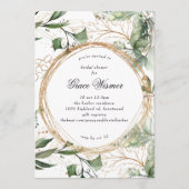 ユーカリ金ゴールドボホサークルパンパスブライダルシャワー 招待状 (正面)