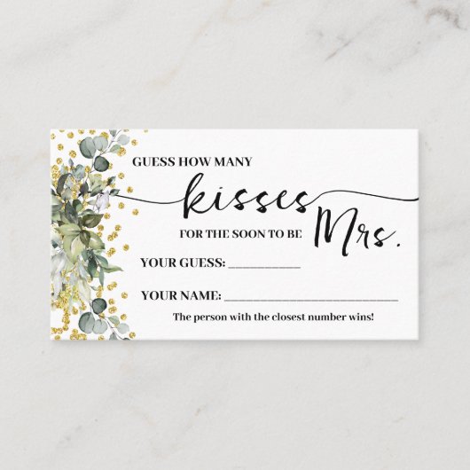 ユーカリ金ゴールドミセス・ゲームカードのキス数 プレイスカード (正面)