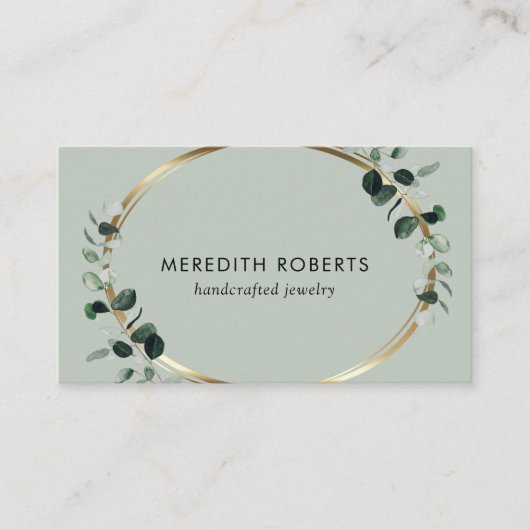 ユーカリ金ゴールドメタリックセージジュエリー設計者 名刺 (正面)