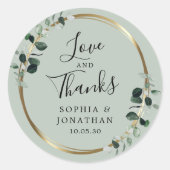 ユーカリ金ゴールドメタリック結婚式の引き出物ありがとう ラウンドシール (正面)