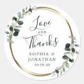 ユーカリ金ゴールドメタリック結婚式の引き出物ありがとう ラウンドシール (正面)