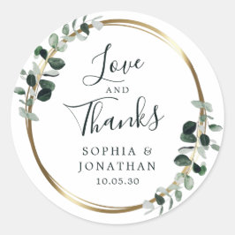 ユーカリ金ゴールドメタリック結婚式の引き出物ありがとう ラウンドシール