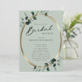 ユーカリ金ゴールドモダン書道ブライダルシャワー 招待状 (スタンド正面)