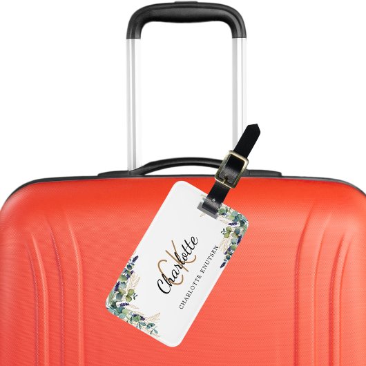 ユーカリ金ゴールドモノグラム名 ラゲッジタグ