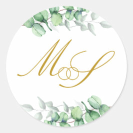 ユーカリ金ゴールドモノグラ結婚ムの ラウンドシール