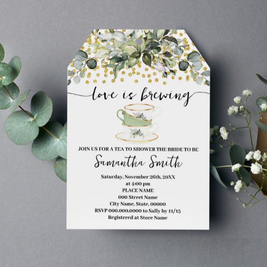 ユーカリ金ゴールドラブイズブルーイングティーブライダルシャワー シーズンカード