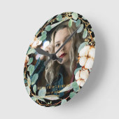 ユーカリ金ゴールドリースカスタム写真卒業 ラウンド壁時計 (傾斜)