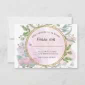 ユーカリ金ゴールドリース葉RSVP応答カード 招待状 (正面)