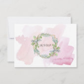 ユーカリ金ゴールドリース葉RSVP応答カード 招待状 (裏面)