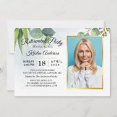 ユーカリ金ゴールド写真退職パーティの招待状 招待状 (正面)