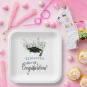 ユーカリ金ゴールド卒業祝い会 ペーパープレート (パーティー)