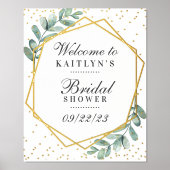 ユーカリ金ゴールド幾何ブライダルシャワー実在 箔ポスター (正面)