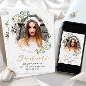 ユーカリ金ゴールド幾何写真卒業パーティー 招待状