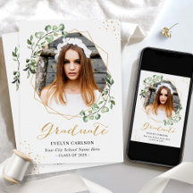 ユーカリ金ゴールド幾何写真卒業パーティー