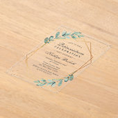 ユーカリ金ゴールド幾何学キンセニェラ誕生日 アクリル招待状 (レイダウン)