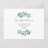 ユーカリ金ゴールド幾何学保存日付 案内ポストカード (裏面)