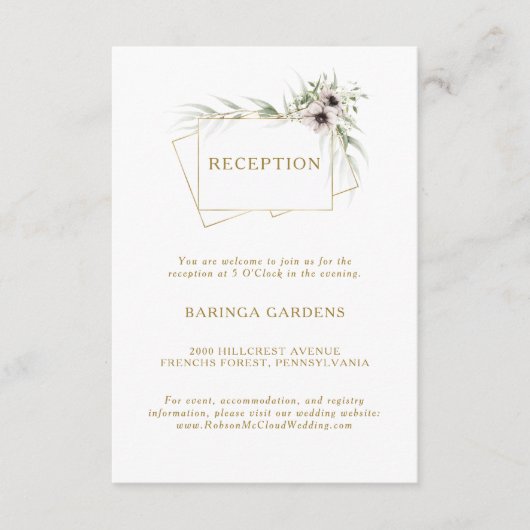 ユーカリ金ゴールド幾何学的ウェディングレセプションカード エンクロージャーカード (正面)