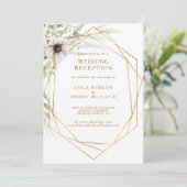 ユーカリ金ゴールド幾何学的ウェディングレセプション 招待状 (スタンド正面)