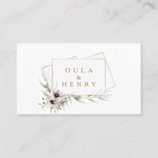 ユーカリ金ゴールド幾何学的フラ結婚ット座席表 プレイスカード (裏面)