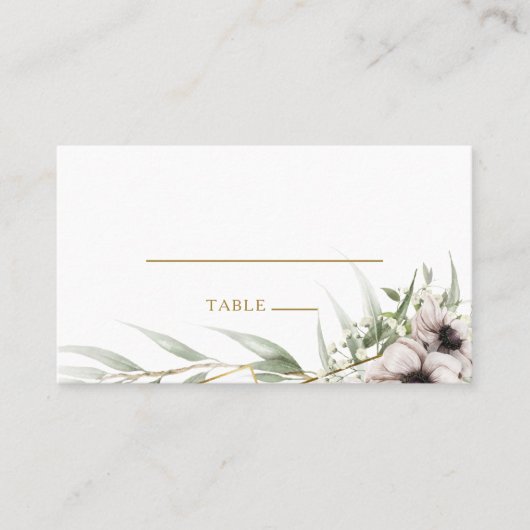 ユーカリ金ゴールド幾何学的フラ結婚ット座席表 プレイスカード (正面)