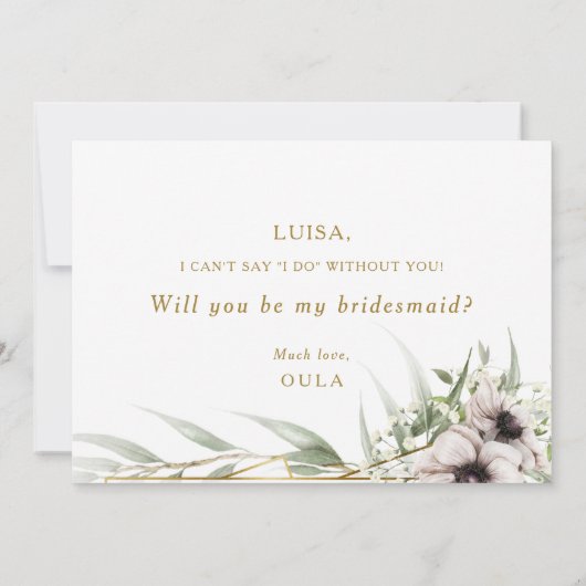 ユーカリ金ゴールド幾何学的ブライドメイド提案カード 招待状 (裏面)