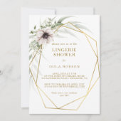 ユーカリ金ゴールド幾何学的ランジェリーシャワー 招待状 (正面)