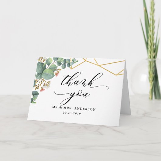 ユーカリ金ゴールド幾何学的形状 カード (正面)