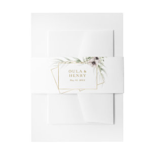 ユーカリ金ゴールド幾何学結婚式招待状腹 招待状ベリーバンド