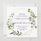 ユーカリ金ゴールド幾何学結婚式招待状 招待状 (正面)