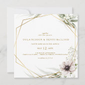 ユーカリ金ゴールド幾何学結婚式招待状 招待状 (正面)