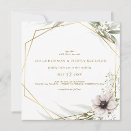 ユーカリ金ゴールド幾何学結婚式招待状 招待状