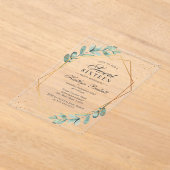 ユーカリ金ゴールド幾何学Sweet sixteen アクリル招待状 (レイダウン)