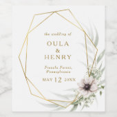 ユーカリ金ゴールド幾何結婚ワインラベル ワインラベル (シングルラベル)